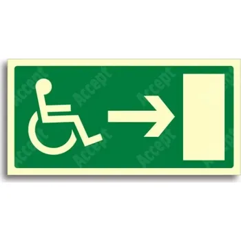 Únikové a protipožární fotoluminiscenční značení ÚNIKOVÝ VÝCHOD BEZBARIÉROVÝ VPRAVO - samolepka 20x10cm