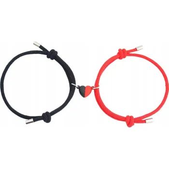 Náramek Náramky Regulowane Dla Pary Czarna i Czerwona s polovinou srdce