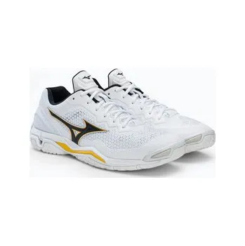 Pánská obuv Mizuno Wave Stealth V X1GA180013 Sálová obuv bílá / černá / zlatá, UK 15, EU 51, US 16, 34 cm