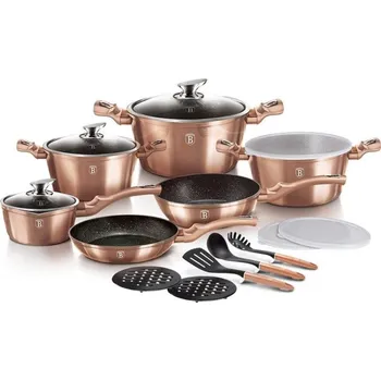 Hrnec Berlingerhaus Sada nádobí s mramorovým povrchem 18 ks Rosegold Metallic Line + Doprava ZDARMA