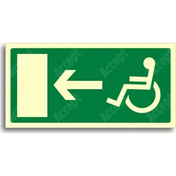 Únikové a protipožární fotoluminiscenční značení ÚNIKOVÝ VÝCHOD BEZBARIÉROVÝ VLEVO - tabulka 20x10cm