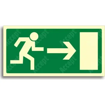 Únikové a protipožární fotoluminiscenční značení ÚNIKOVÝ VÝCHOD VPRAVO - 20x10cm (tabulka)
