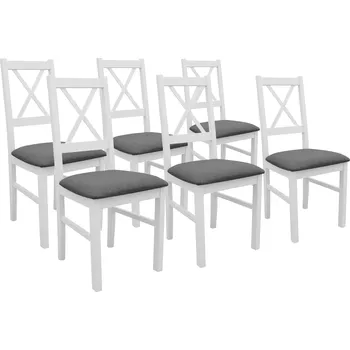 Jídelní židle Sada 6x dřevěná židle NIL10 Bílá/Grafitová