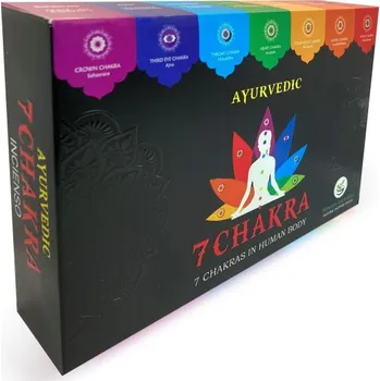 Vonná tyčinka Ayurvedic Vonné tyčinky 7 Chakra Dárková sada, 7 x 15 g.
