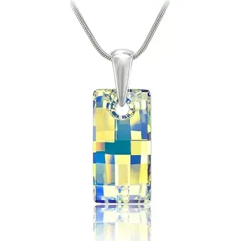 Náhrdelník Swarovski Elements Urban krystal 20mm - Stříbrný náhrdelník (přívěsek + řetízek) bílý duhový obdélník 34254.2 Crystal AB (bílá, křišťálová, duhová, měňavá)