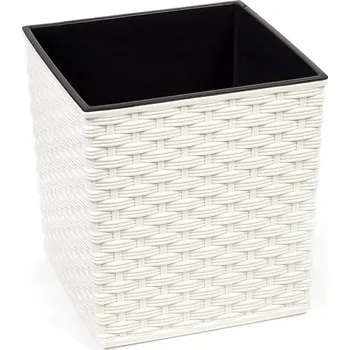 Květináč Plast Květináč béžový Lamela 19 cm x 19 x 19 cm