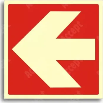 Únikové a protipožární fotoluminiscenční značení SMĚROVKA K ZAŘÍZENÍ PO ROVNÁ - tabulka 15x15cm