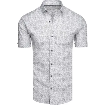 Pánská košile Pánské košile s krátkým rukávem Dstreet KX1054 Barva: Šedá - světle, Velikost: 3XL