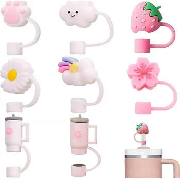 SADA 8 SILIKONOVÝCH UZÁVĚRŮ NA HRNÍČEK SE SLÁMKOU - DÁREK