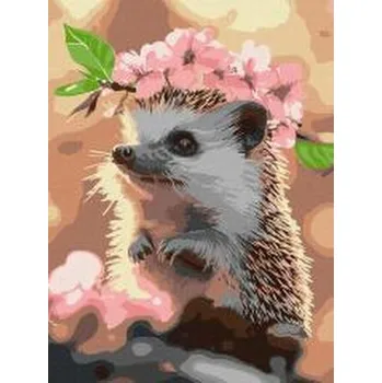 Set školních potřeb Malowanie po numerach - Jeżyk w wiśniowym 30x40cm