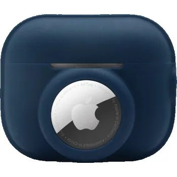 Pouzdro na mobilní telefon 2v1 silikonový ochranný obal pro AirPods Pro 2 / AirTag - tmavě modrý