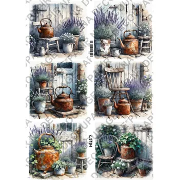 Umělecký papír Rýžový a soft papír na decoupage - Zápraží vintage - KB3194 Materiál: Soft, Rozměr: A4