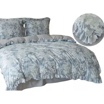 Povlečení VOLÁNEK POVLEČENÍ 160x200 3 DÍLNÁ LUXUSNÍ MIKROVLÁKNO KVĚTINY COTTON WORLD