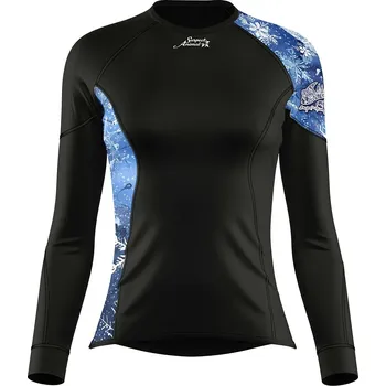 Dámské funkční triko dlouhý rukáv SNOWFLAKES černá Bamboo Ultra