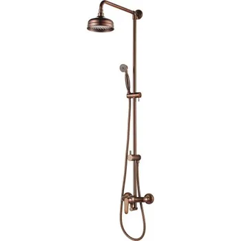 Sprchový set Omnires ART DECO nástěnný sprchový systém, kartáčovaná antická měď AD5144ORB