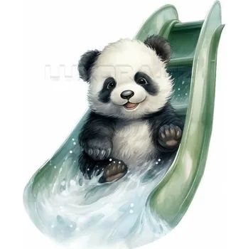 Nášivka Nažehlovačka Panda mládě na tobogánu - 5 x 6 cm