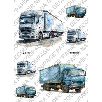 Umělecký papír Rýžový a soft papír na decoupage - Kamion - KB3220 Materiál: Rýžový papír, Rozměr: A4