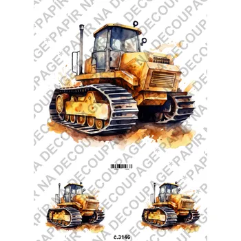 Umělecký papír Rýžový a soft papír na decoupage - Stavební stroje - KB3146 Materiál: Soft, Rozměr: A4