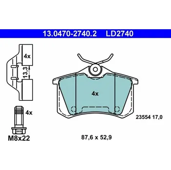 Brzdová destička Sada brzdových destiček, kotoučová brzda ATE 13.0470-2740.2
