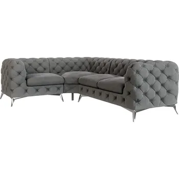 Sedací souprava Luxusní sedací souprava CHELSEA L 264 x 204 Barva: Šedá, Nožičky: Stříbrné