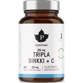 Přírodní produkt Puhdistamo Triple Zinc 25mg + Vitamin C 60 cps