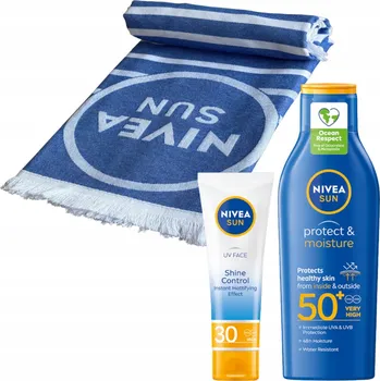 Přípravek na opalování NIVEA SUN Krém na obličej s filtrem SPF30 + Opalovací balzám + Ručník