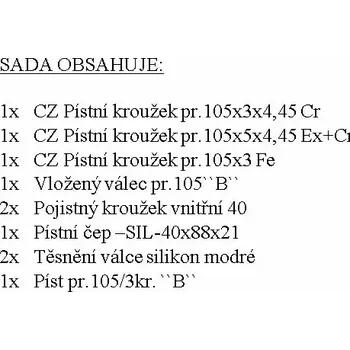 Válec motoru CZPK Sada úplného válce pr.105/3kr B UŘIII EUROI.m.1003,1203,1303,1403,2013 | 13.000.992 | AGROAD