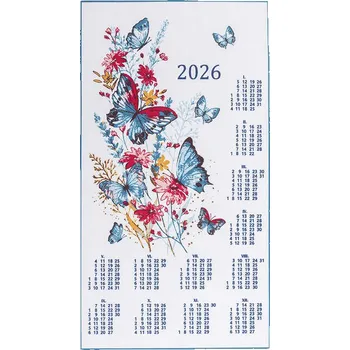 Utěrka decoDoma Textilní kalendář Motýli 2026 42 x 70 cm