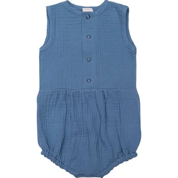 MUFFIN MODE Kojenecký letní overal z mušelínu Muslin Romper GOTS, modrý Velikost: 68/74