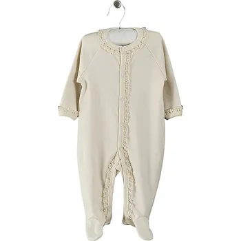 Kojenecký overall Dívčí overal z bio bavlny s krajkou ecru LORITA Velikost: 56