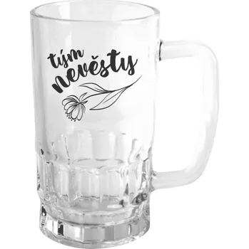 Sklenice Půllitr Tým nevěsty - s květinou