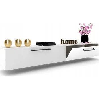 Komoda Závěsná TV skříňka / Komoda do obývacího pokoje SIMPLY DUO Černá 200 / Bílá Matná