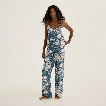 Dámské noční prádlo Reserved - Dvoudílné pyžamo na ramínka - tmavě tyrkysová - 940EX-69X - 940EX-69X-XL