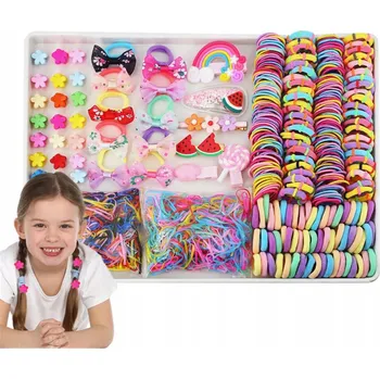 Sada gumiček do vlasů s mašlí, vícebarevná