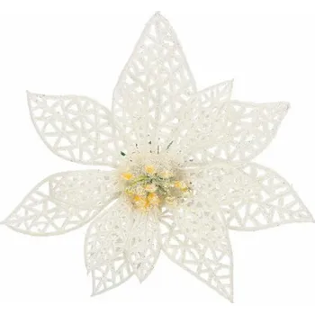 Vánoční dekorace Springos CA0723 hvězda s klipem 11 x 11 cm bílá