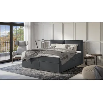 Postel Boxspring postel s úložným prostorem s matrací a topperem 180x200 Jake Barva: tmavě šedá