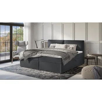 Postel Boxspring postel s úložným prostorem, matrací a topperem 140x200 Jake Barva: tmavě šedá