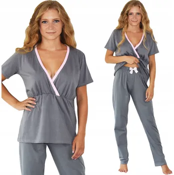 Dámské pyžamo Pyžamo pro kojící matky s odklápěcím dílem, dlouhé kalhoty, velikost L