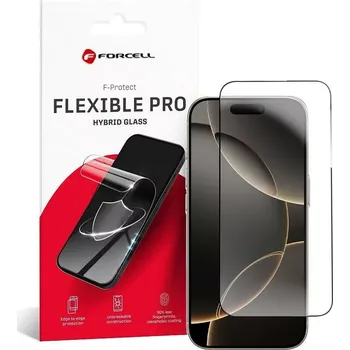 Hybridní sklo Forcell Flexible 5D pro iPhone 16 Pro / 17 / 17 Pro – černé 5903396315251 (Hybridní ochranné sklo Forcell Flexible 5D pro iPhone 16 Pro / 17 / 17 Pro – černé, celoplošné lepení, antibakteriální)