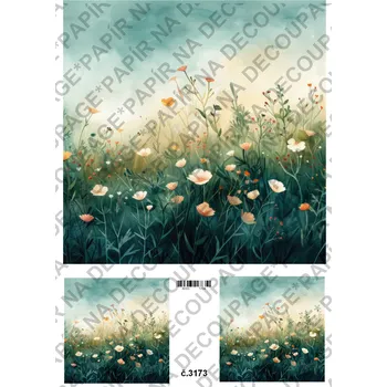 Umělecký papír Rýžový a soft papír na decoupage - Květinový - KB3173 Materiál: Soft, Rozměr: A4