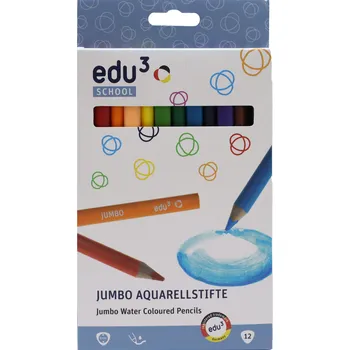 Pastelka EDU3 Jumbo Aqua trojhranné pastelky, tuha 5 mm, 12 barev v papírové krabičce