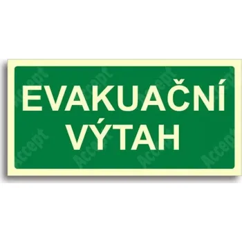 Únikové a protipožární fotoluminiscenční značení EVAKUAČNÍ VÝTAH - samolepka 20x10cm
