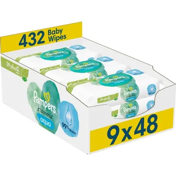 Dětská kosmetika Pampers Harmonie Aqua vlhčené ubrousky 9 x 48 ks