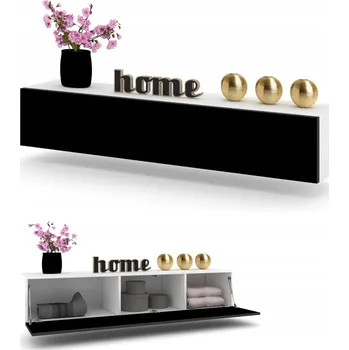 Komoda Závěsná TV Skříňka Horizontální Komoda Vitrína SIMPLY Bílá Matná Černá 160