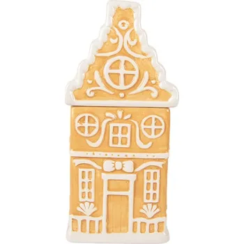 Dóza na potraviny Hnědá keramická dóza perníková chaloupka - 13*11*24 cm