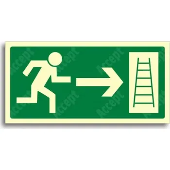 Únikové a protipožární fotoluminiscenční značení ÚNIKOVÝ ŽEBŘÍK VPRAVO - samolepka 30x15cm