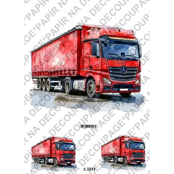 Umělecký papír Rýžový a soft papír na decoupage - Kamion - KB3211 Materiál: Soft, Rozměr: A4