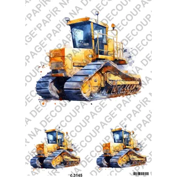 Umělecký papír Rýžový a soft papír na decoupage - Stavební stroje - KB3145 Materiál: Soft, Rozměr: A4