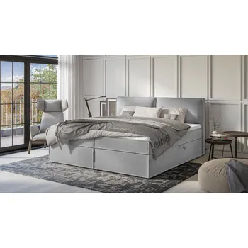 Postel Boxspring postel s úložným prostorem s matrací a topperem 200x200 Jake Barva: Šedá