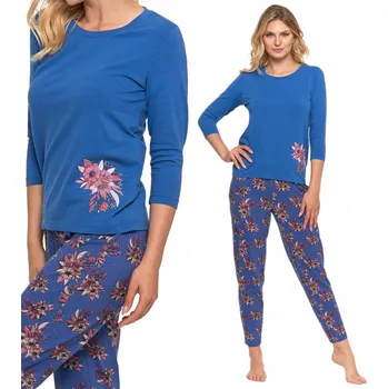Dámské pyžamo Dámské pyžamo dvoudílné s květinovým vzorem, 3/4 rukáv, nadměrná velikost MORAJ 3XL